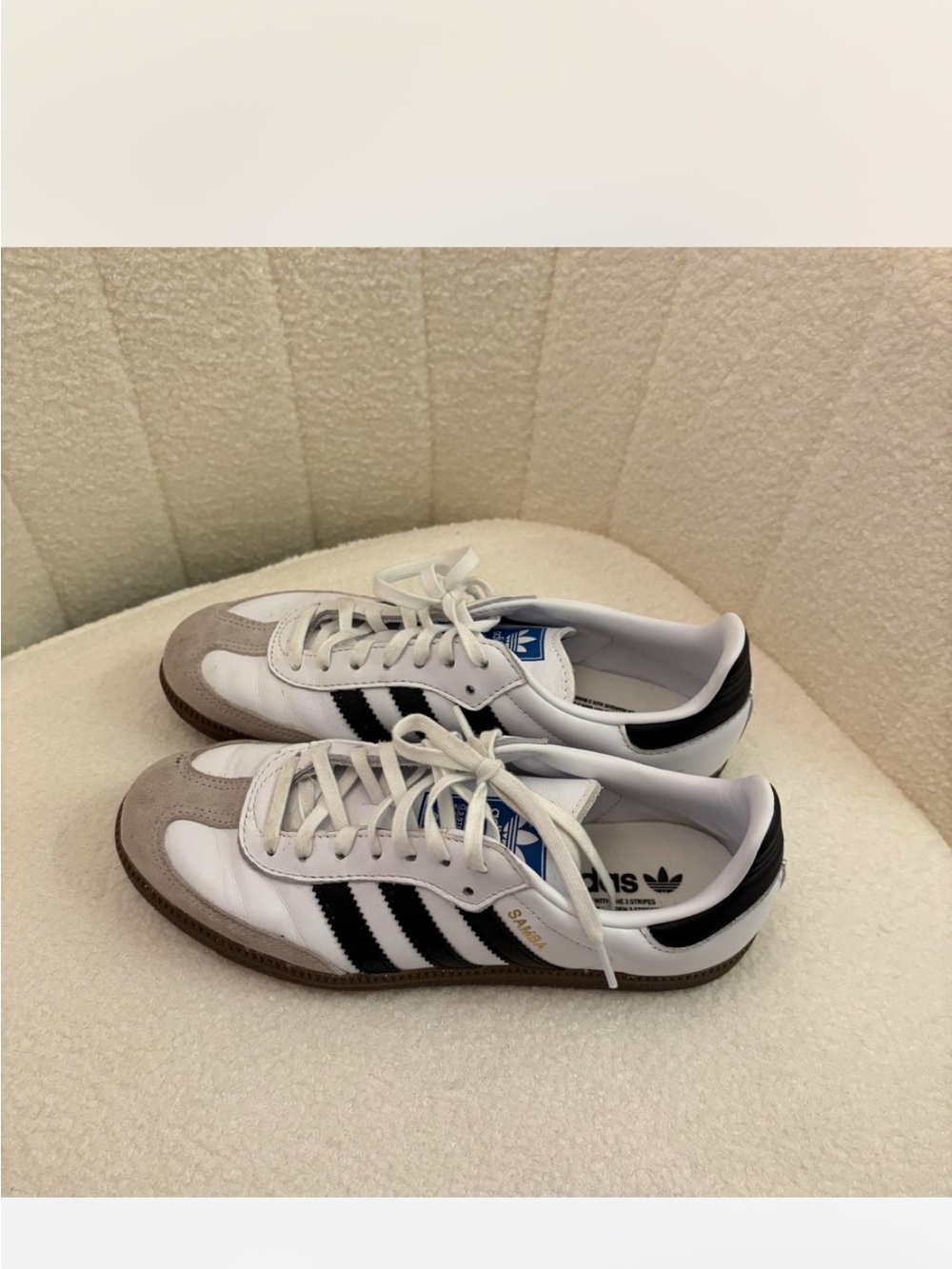 adidas White & Black Samba Sneakers with Gum Sole